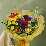 Cherished - Mix Blooms Bouquet & Blueberry Cheesecake