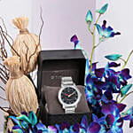 Titan Watch Gift Tray for Him with Orchid