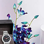 Titan Watch Gift Tray for Him with Orchid