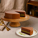 Red Roses Hand Bouquet and Dubai Chocolate Cake