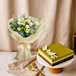 Dubai Chocolate Cake and Floral Expression Bouquet