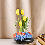 Dubai Hazelnut Chocolate Cake with Tulip and Hydrangea Radiance
