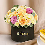 Dubai Passionfruit Chocolate Cake and Mix Roses Bundle