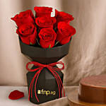 Red Roses Premium Chocolate Pistachio Cake Gift Combo