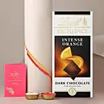 Sneh Red and Yellow Bead Rakhi with Lindt Lindor Chocolate Box