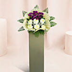 Eternal Condolence Mixed Flowers Grey Stand