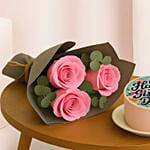 Sisters Day Mono Cake And Flower Bouquet