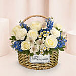 Blue and White Blooms Basket