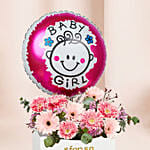Baby Girl Flowers and Balloon