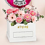 Baby Girl Flowers and Balloon