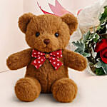 3 Red Roses With Fruit Cake