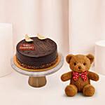 Anniversary Chocolate Cake With Teddy Bear