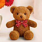 Blooming 12 Mixed Gerberas Vase Teddy Bear