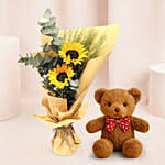 Bouquet Of Sunshine with Teddy Bear