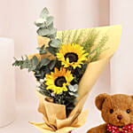 Bouquet Of Sunshine with Teddy Bear