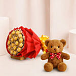 Bouquet of Sweetness With Teddy Bear