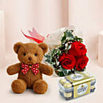 3 Red Roses With Chocolate Combo