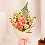 Dignified Mixed Flowers Bouquet with Chocolate Cake