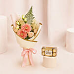 Dignified Mixed Flowers Bouquet with Ferrero Rocher