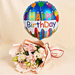 Passionate Oriental Pink Lilies with Birthday Balloon