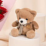 6 Valentines Red Rose Bouquet with Teddy