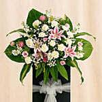 Heartfelt Condolence Mixed Flowers Black Stand