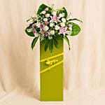 Heartfelt Condolence Mixed Flowers Green Stand