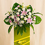 Heartfelt Condolence Mixed Flowers Green Stand