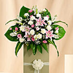 Heartfelt Condolence Mixed Flowers Grey Stand