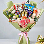 Flowers and Chocolate Bouquet with Pink Elegance