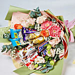 Flowers and Chocolate Bouquet with Pink Elegance