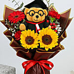 Graduation Bouquet with Teddy & Blooms
