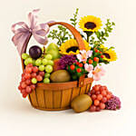 Beautiful Mixed Flowers & Fruits Basket