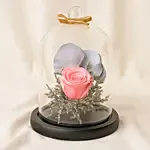 Beautiful Forever Rose In Glass Dome- Pink