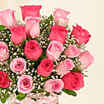 Beautiful Pink Roses Glass Vase Arrangement