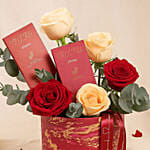 Valentines Roses and Chocolate Box