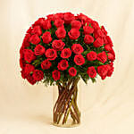 Ravishing 99 Red Roses In Glass Vase