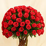 Ravishing 99 Red Roses In Glass Vase
