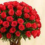 Ravishing 99 Red Roses In Glass Vase