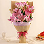 5 Oriental Pink Lilies Bunch