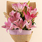 5 Oriental Pink Lilies Bunch