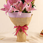 5 Oriental Pink Lilies Bunch
