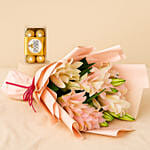 Passionate Oriental Pink Lilies with Ferrero Rocher