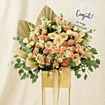Blissful Mixed Flowers Golden Stand