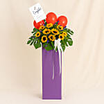 Blooming Mixed Flowers Purple Cardboard Stand