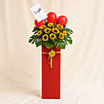 Blooming Mixed Flowers Red Cardboard Stand