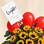 Blooming Mixed Flowers Red Cardboard Stand