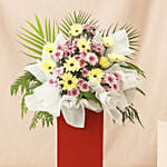 Gerberas Purple Pom In Beautiful Red Stand