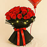 LED Elegance Rose Bouquet with Heart Balloon