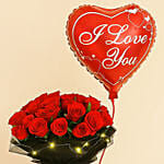 LED Elegance Rose Bouquet with Heart Balloon